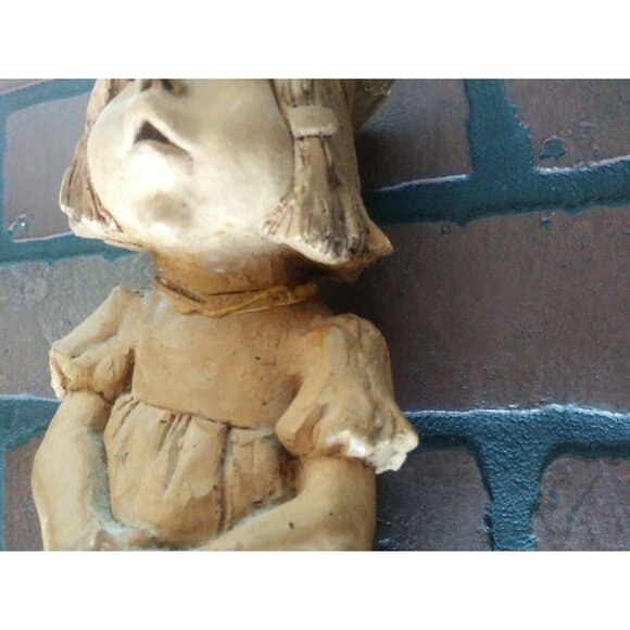 Antique/vintage Hand Carved Wood Figurine Girl w/Graduation cap flawed beige 11" - Picture 7 of 12